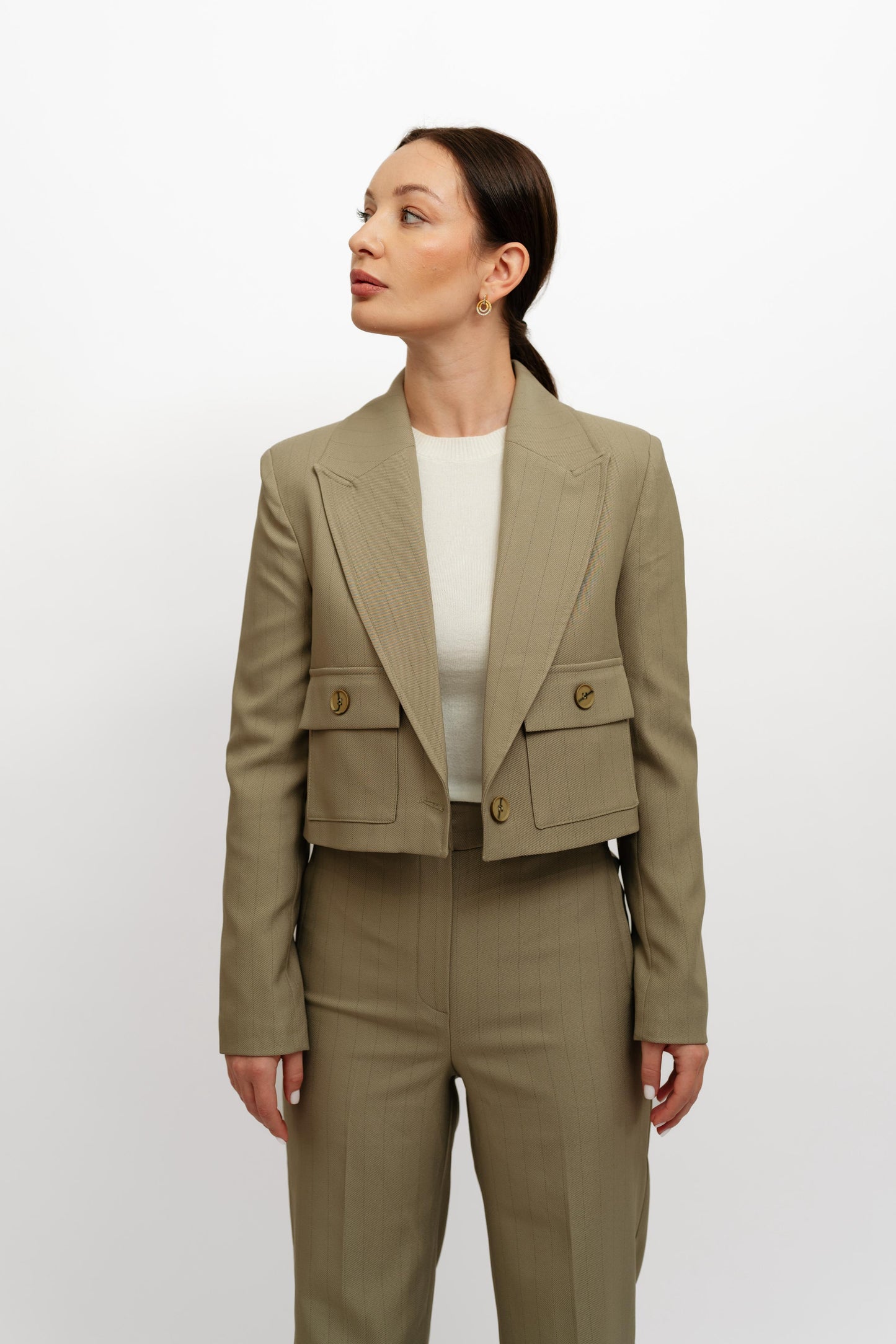Olive Stripped Suit