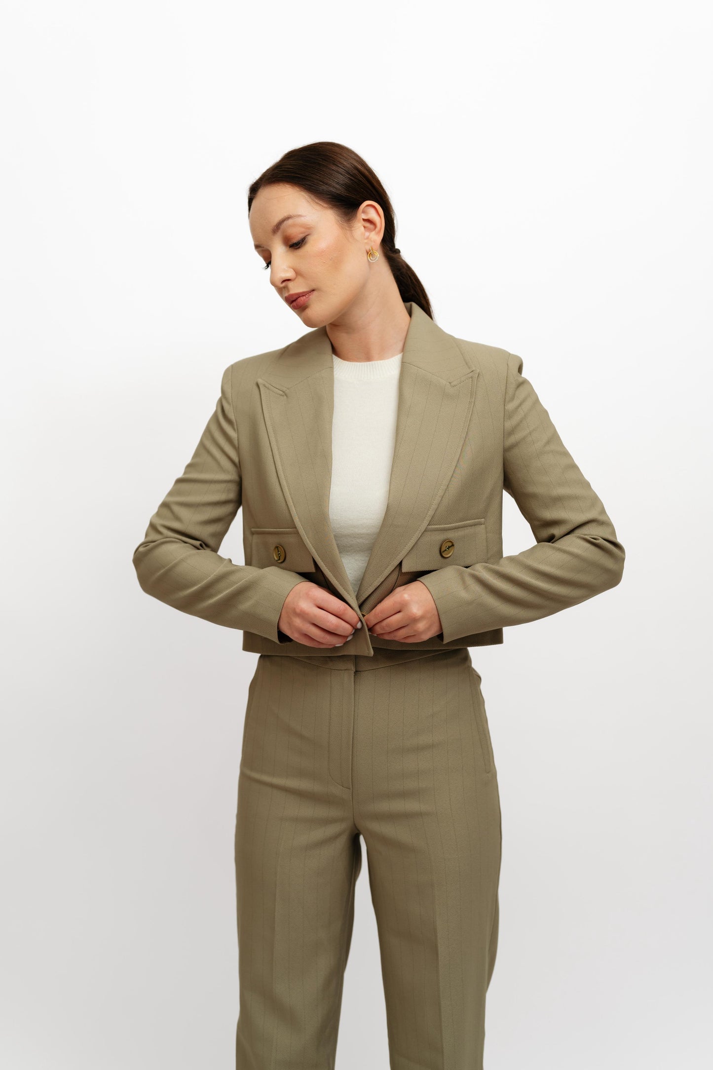 Olive Stripped Suit