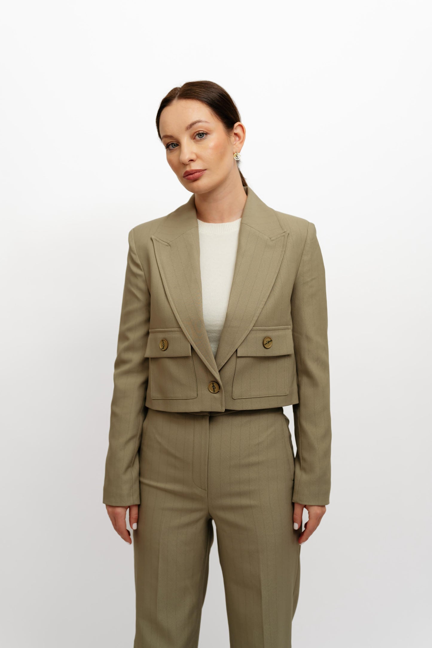 Olive Stripped Suit