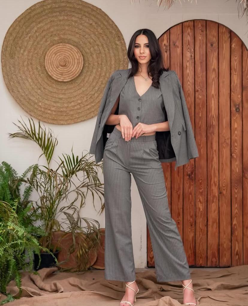Grey Stripped Suit