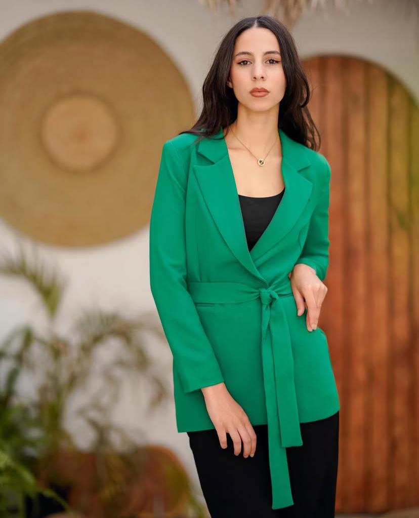 Green Blazer With Belt