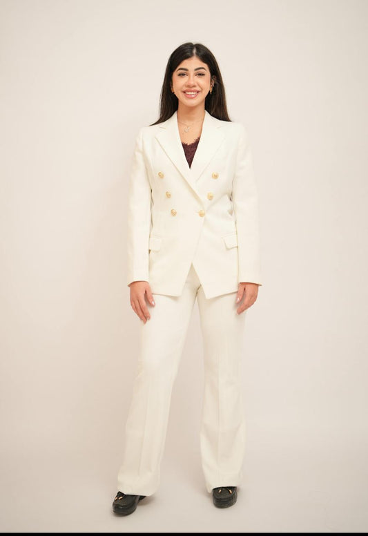 White Double Breasted Blazer