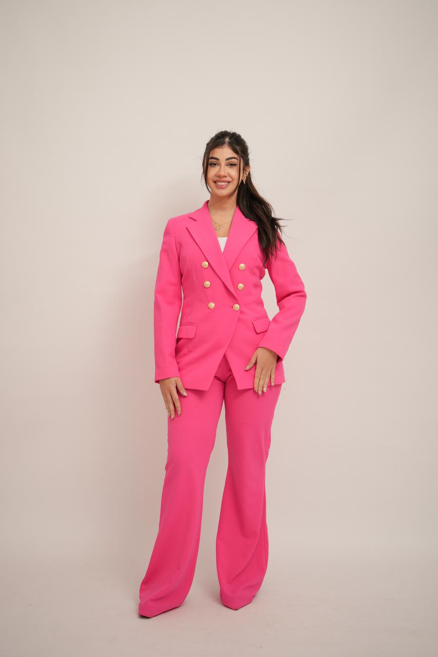 Hot Pink Double Breasted Blazer