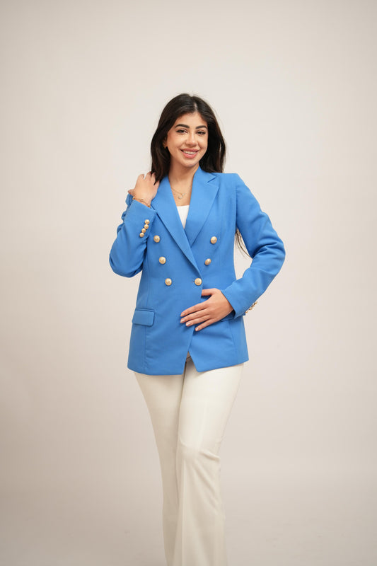 Nile Blue Double Breasted Blazer
