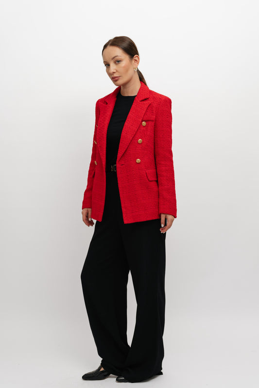 Textured Red Blazer