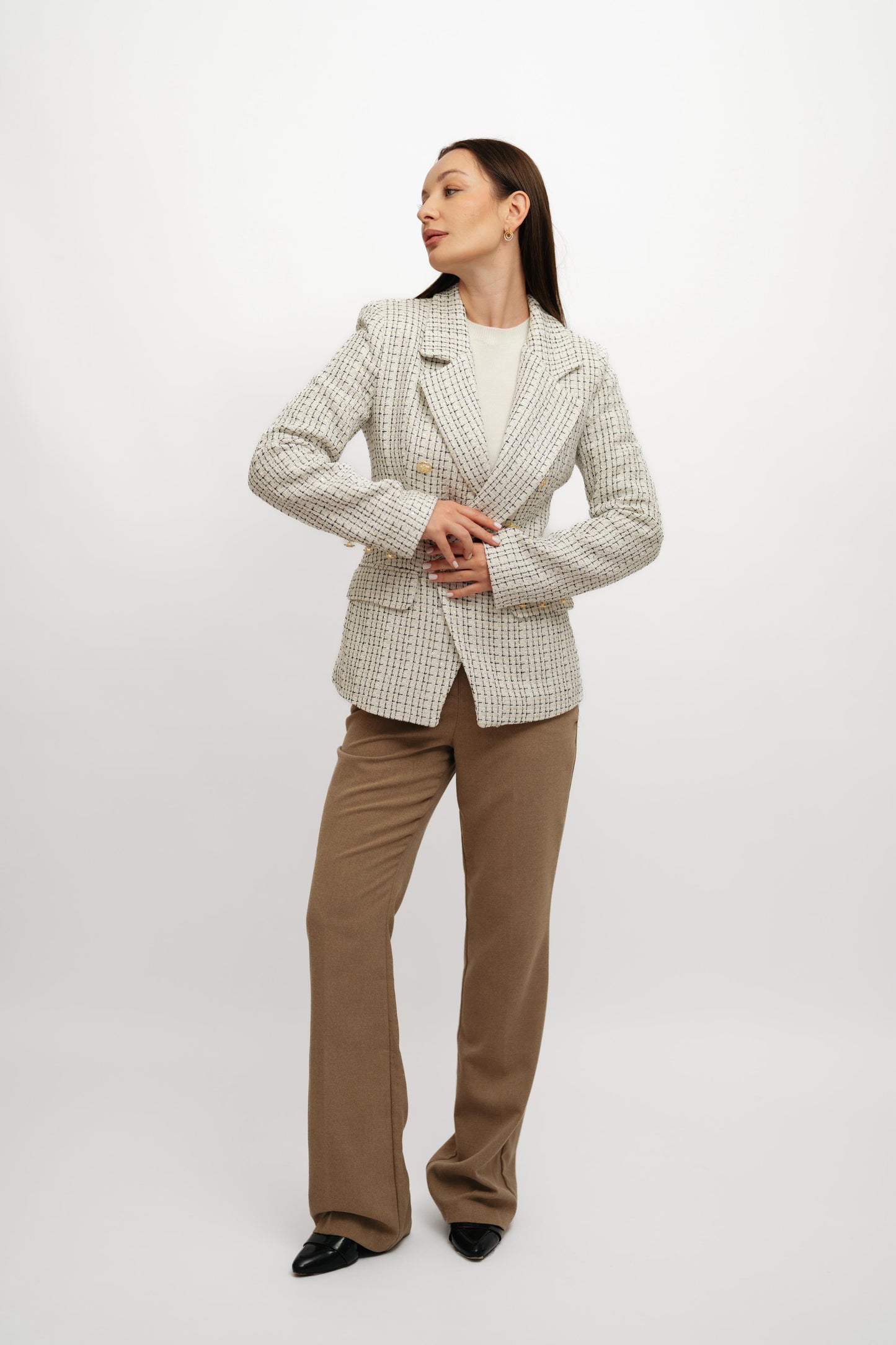 Textured WhiteXBlack Blazer