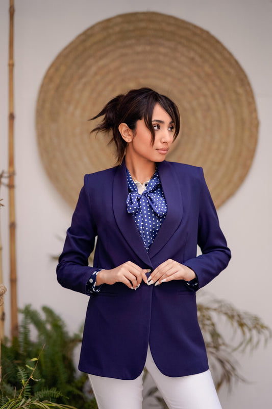 Navy Blue Blazer With Belt
