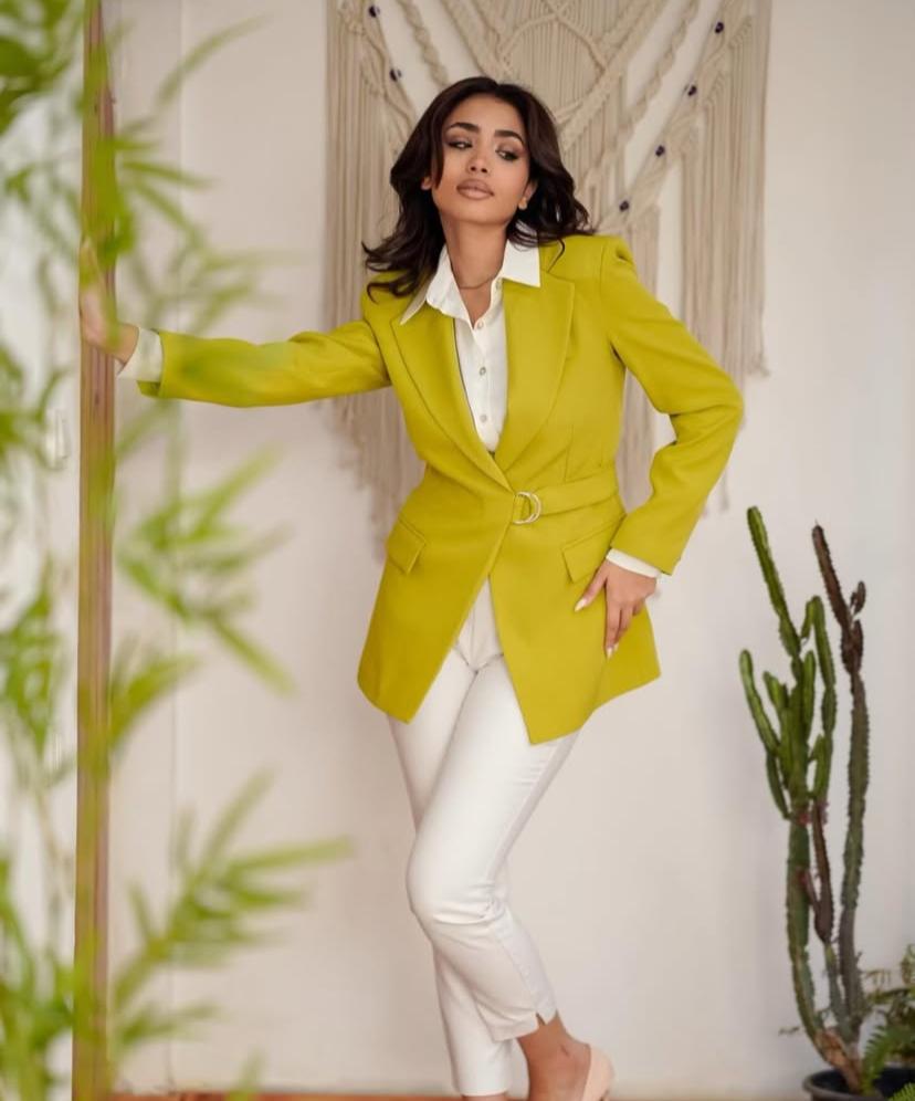 Light Green blazer With Belt