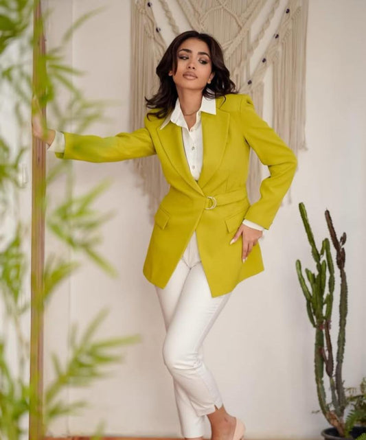 Light Green blazer With Belt