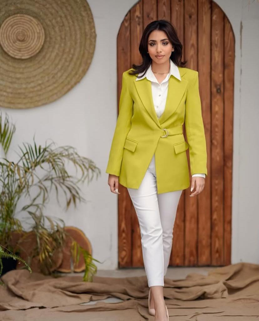 Light Green blazer With Belt