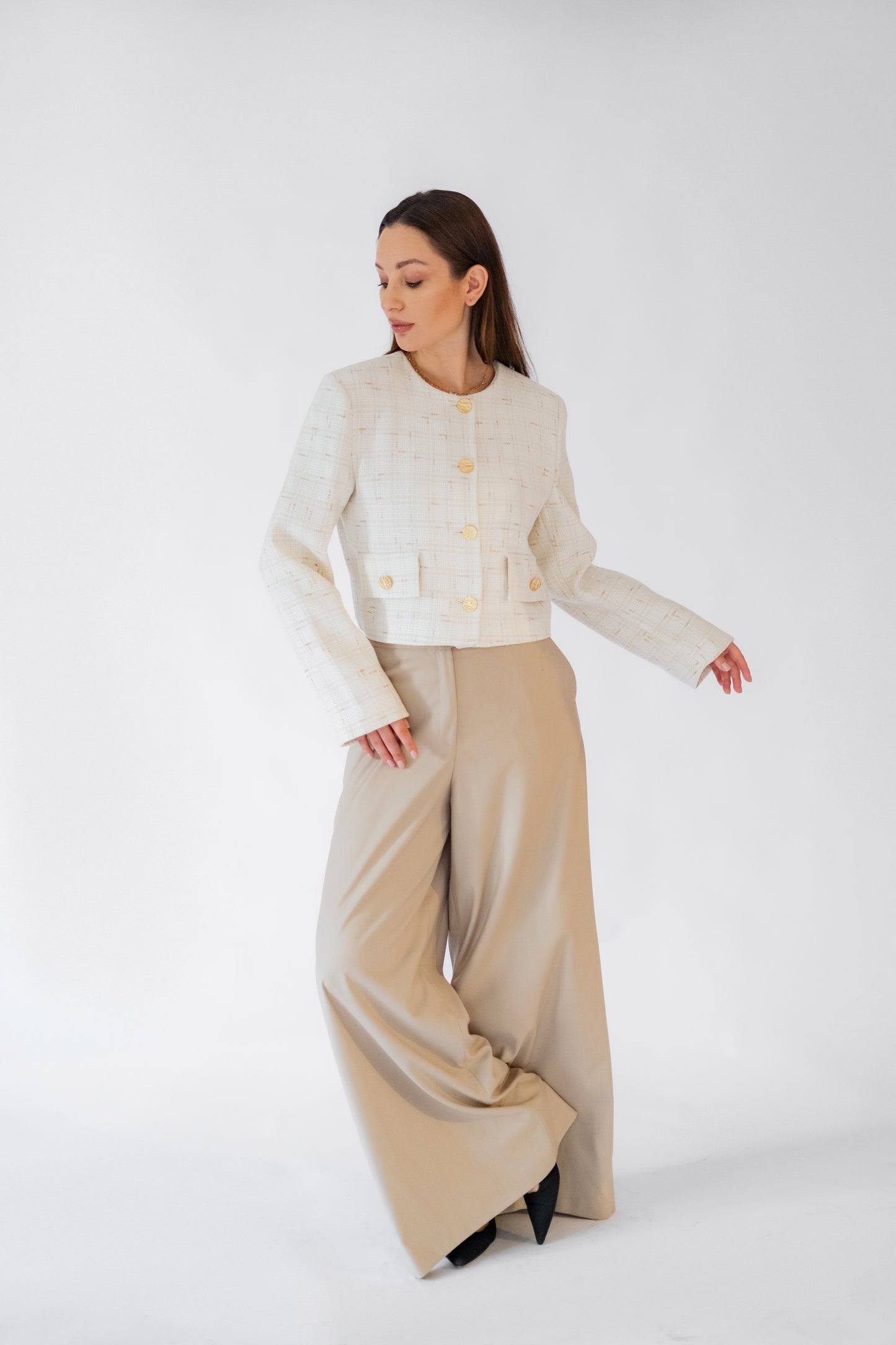 Cropped White*Gold Blazer