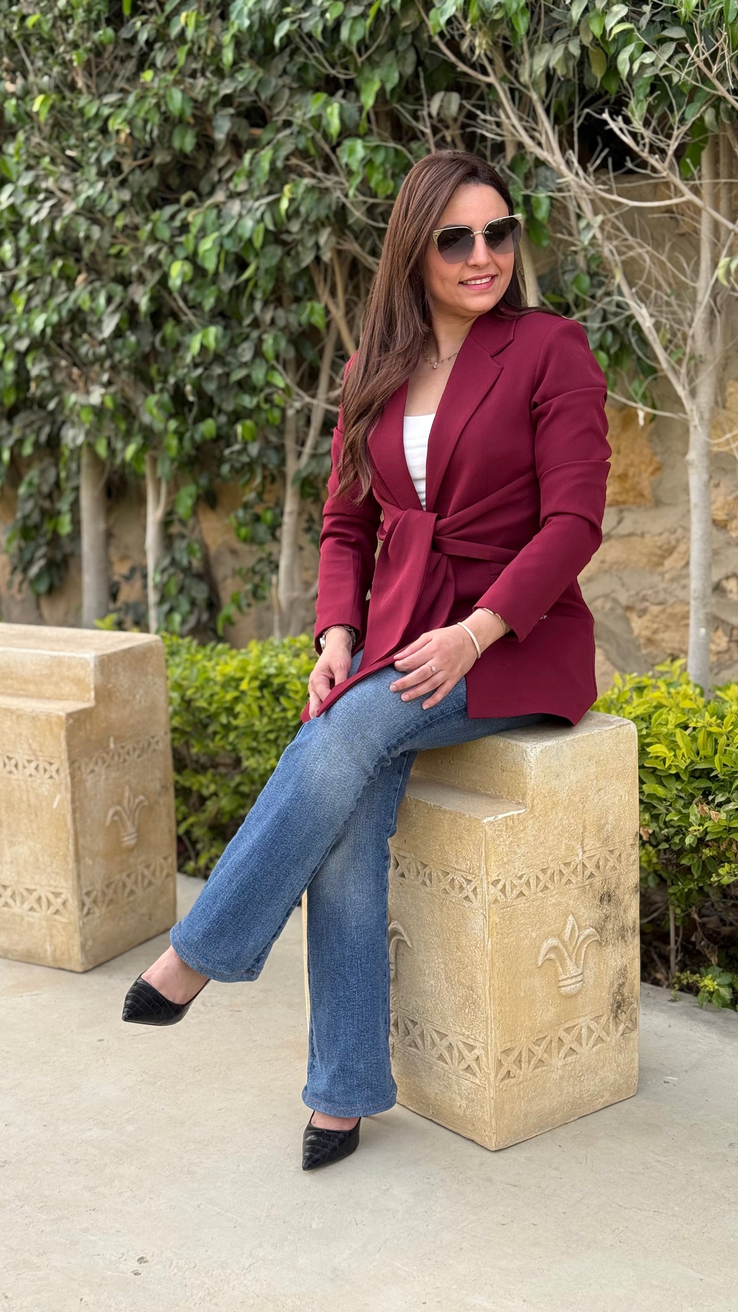 Burgundy Ribbon Blazer