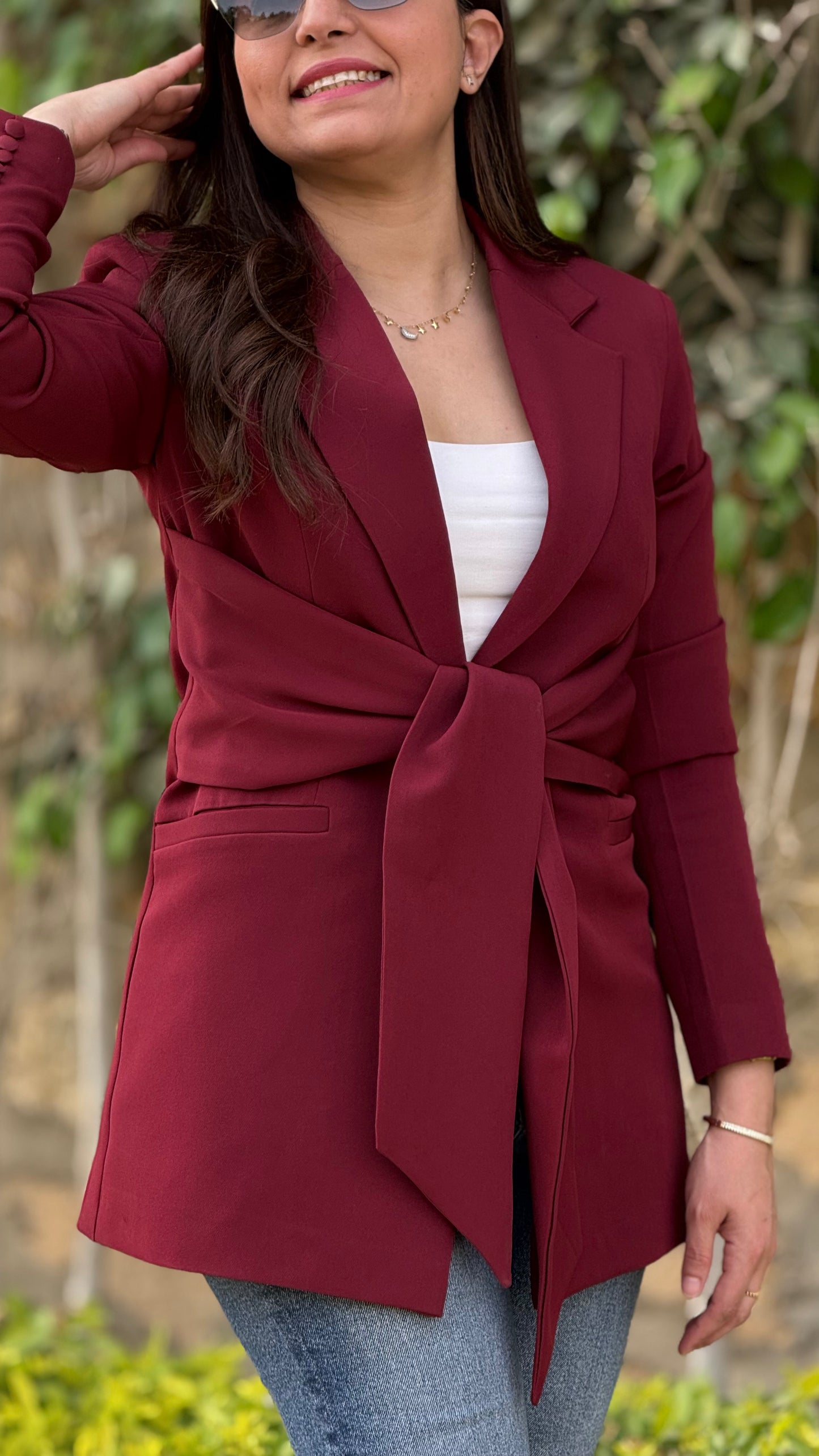 Burgundy Ribbon Blazer