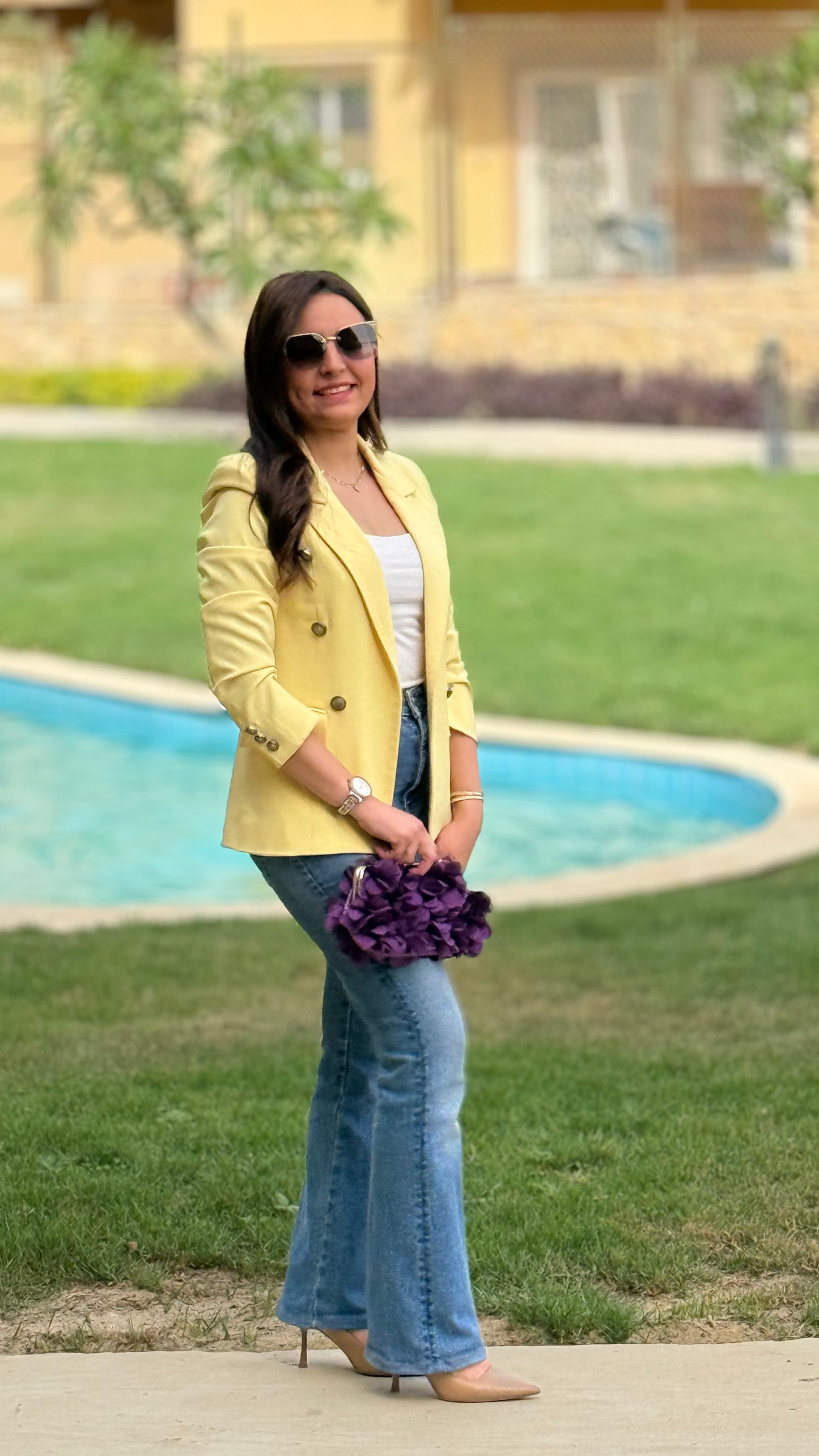Yellow Double Breasted Blazer
