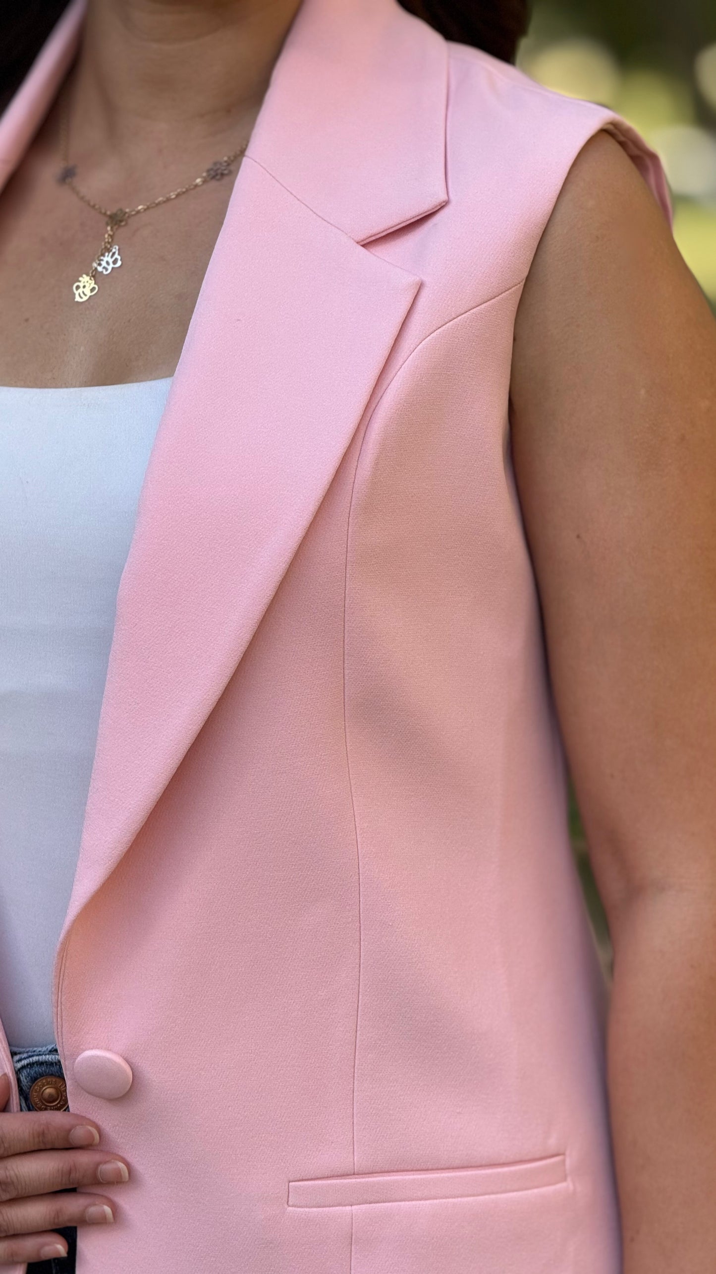 Baby Pink Waistcoat With One Button