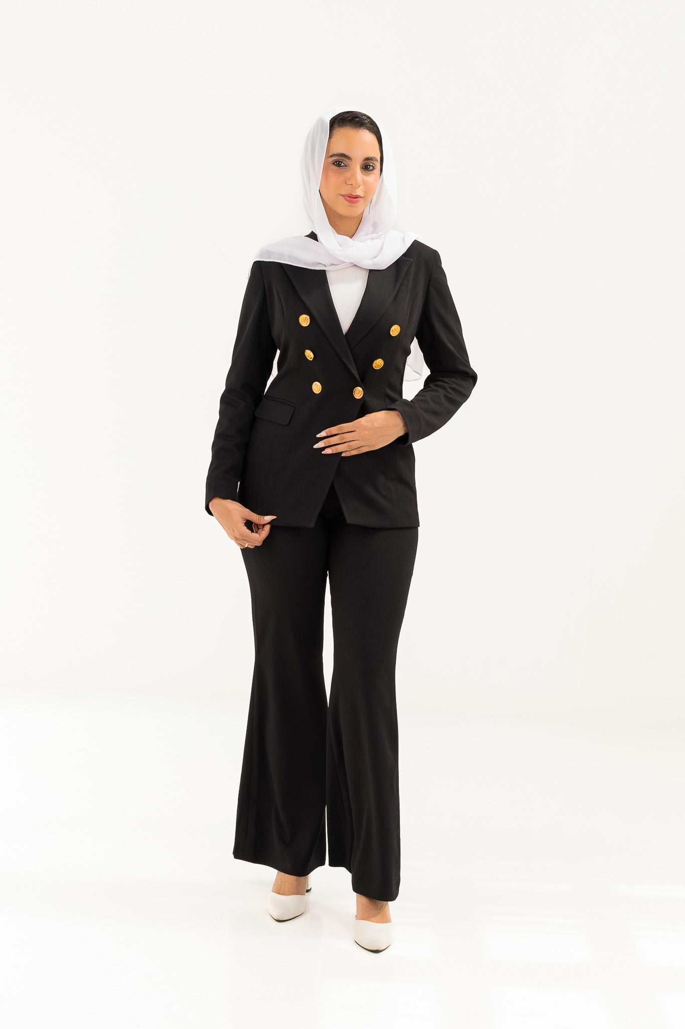 Black Suit with gold button