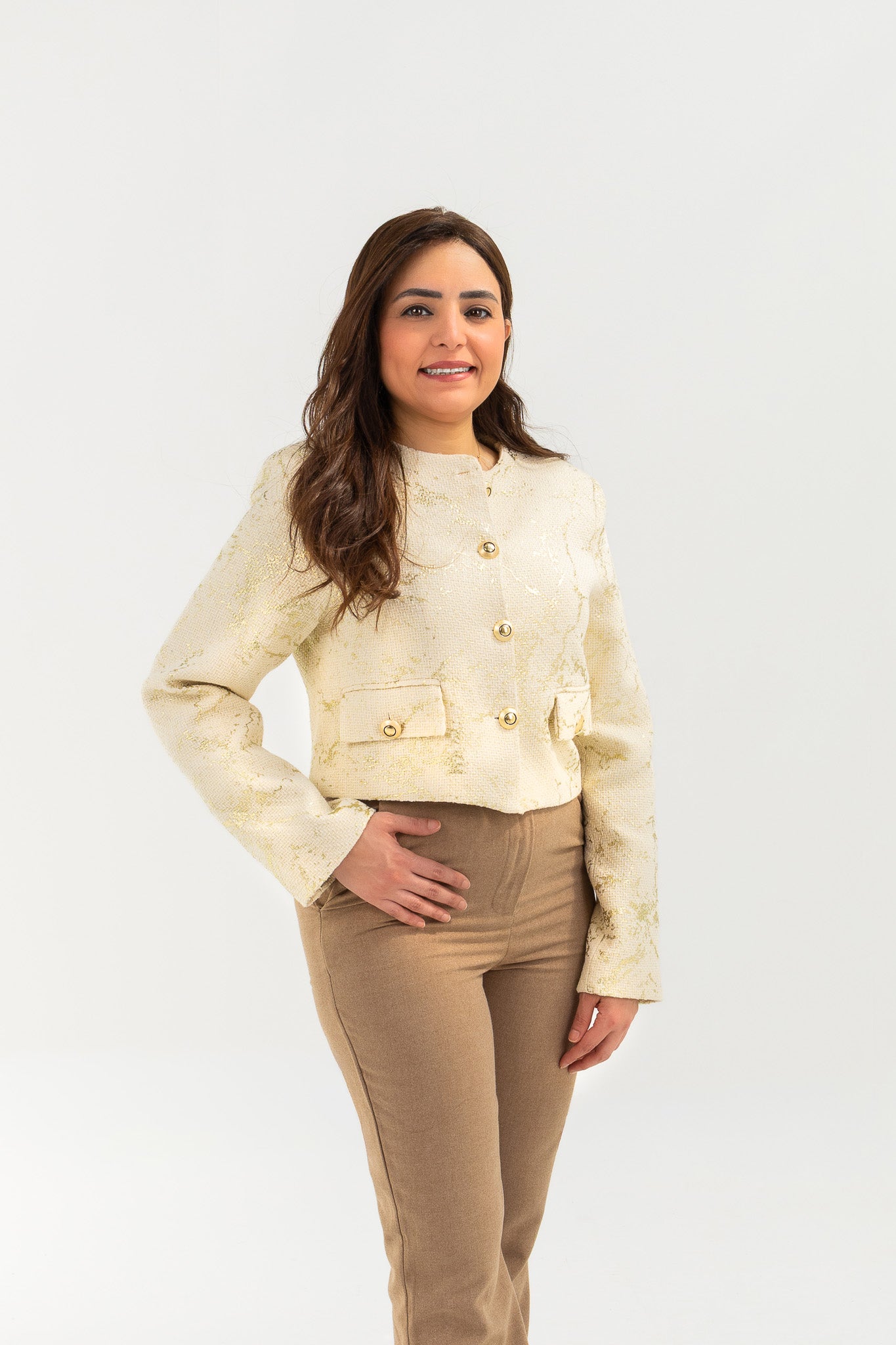 Cropped White*Gold Blazer