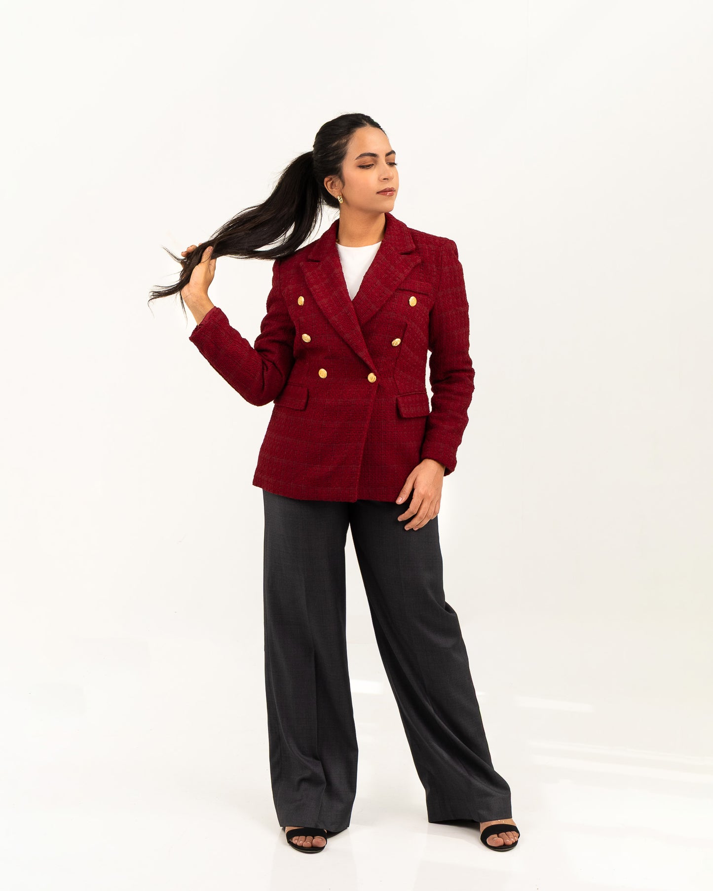 Textured Burgundy Blazer