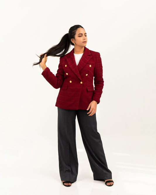 Textured Burgundy Blazer