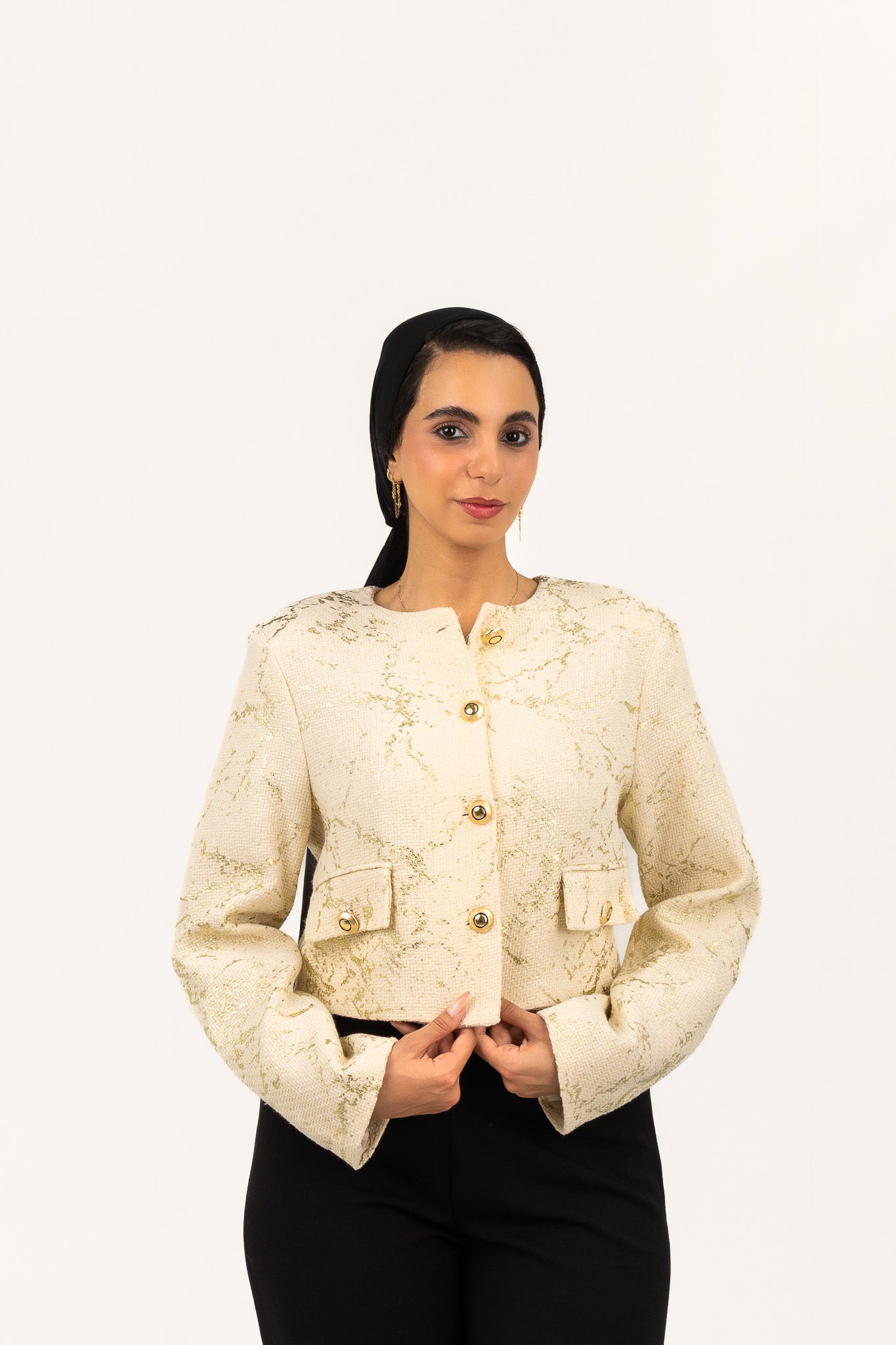 Cropped White*Gold Blazer