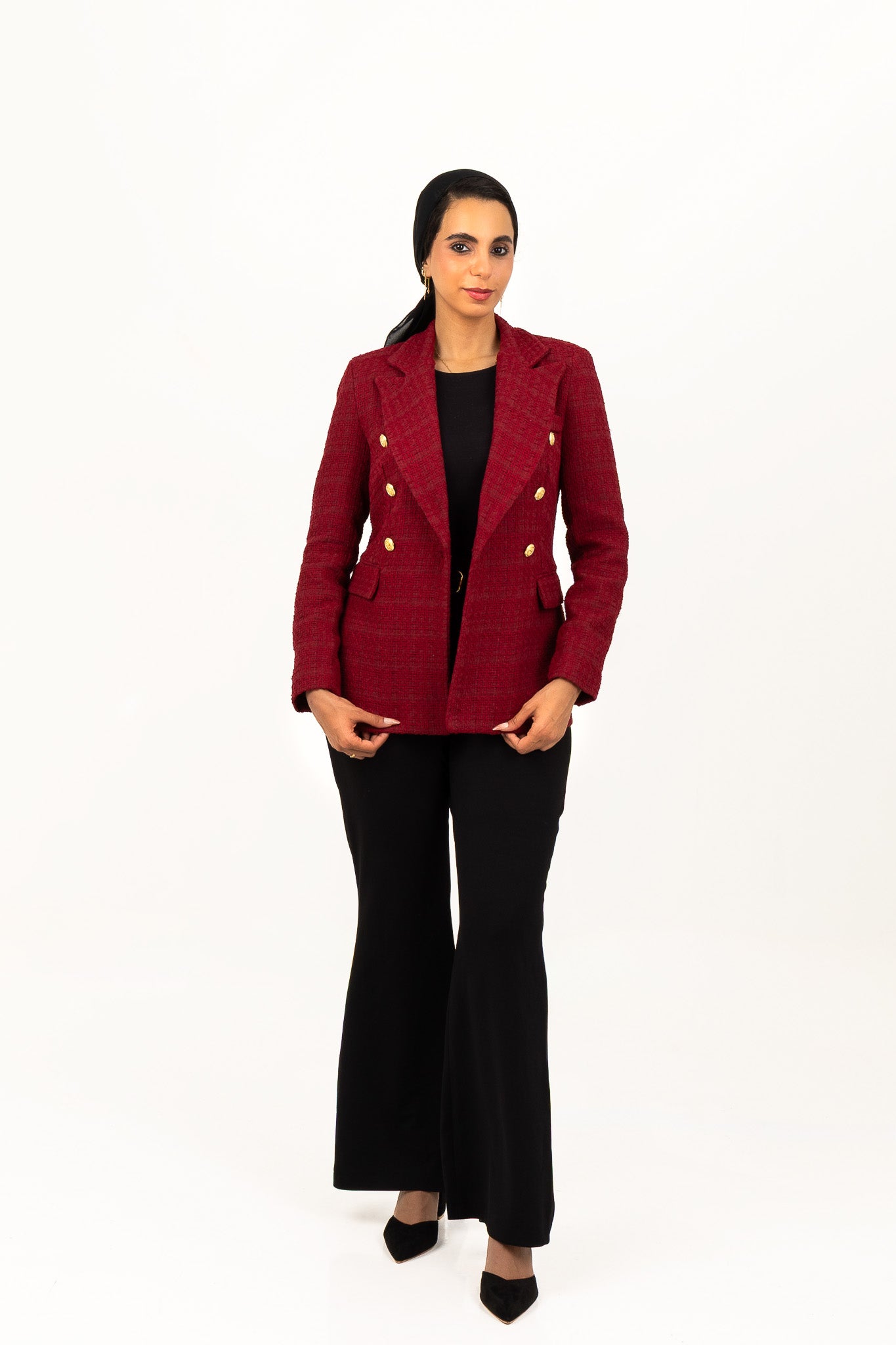 Textured Burgundy Blazer