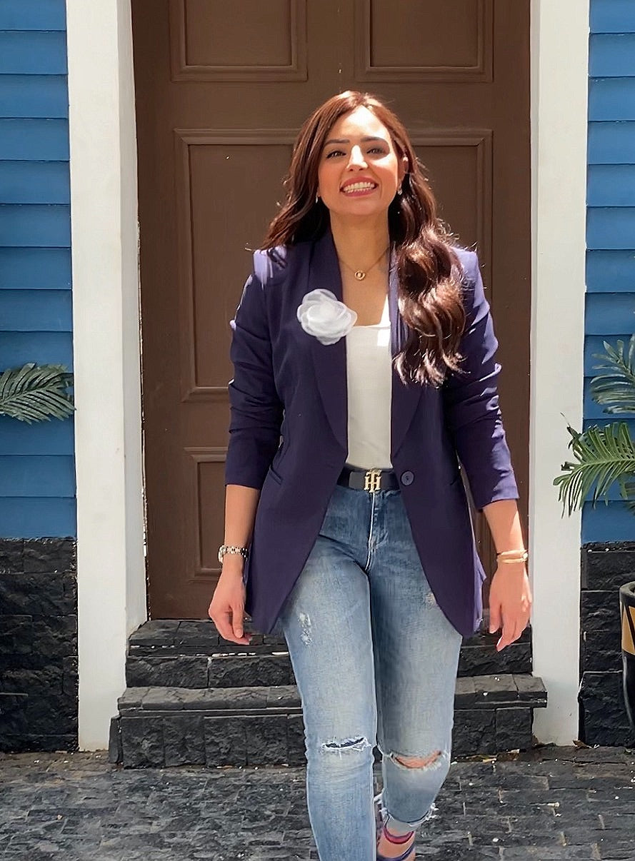 Navy Blue Blazer With Belt