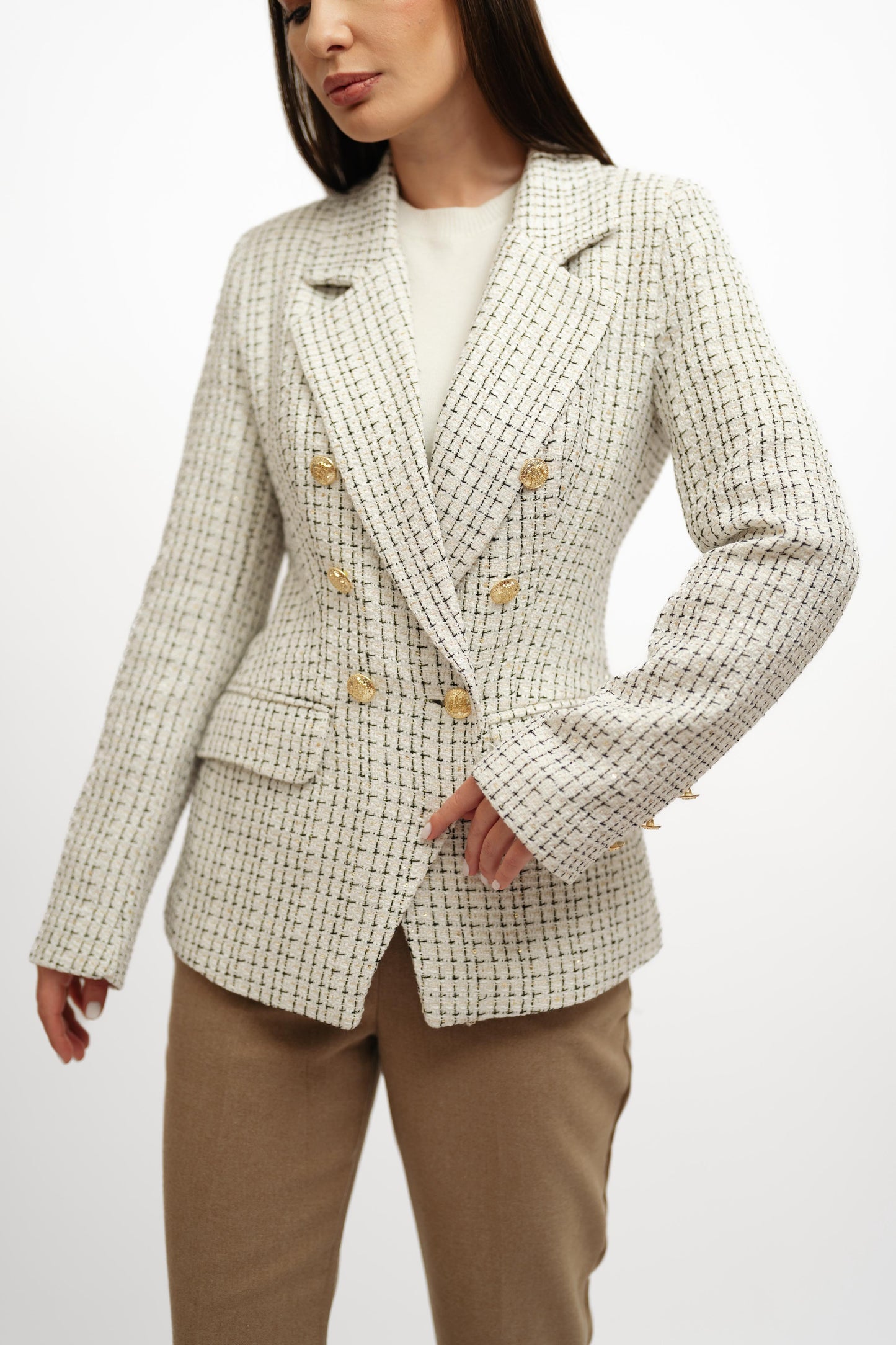 Textured White*Black Blazer