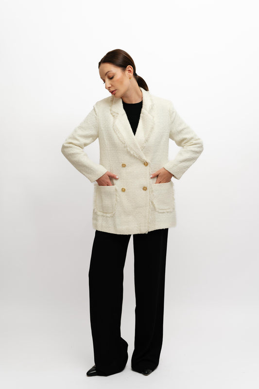 Textured Off White Blazer