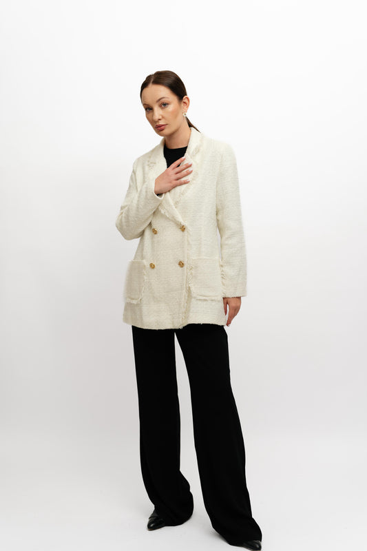 Textured Off White Blazer