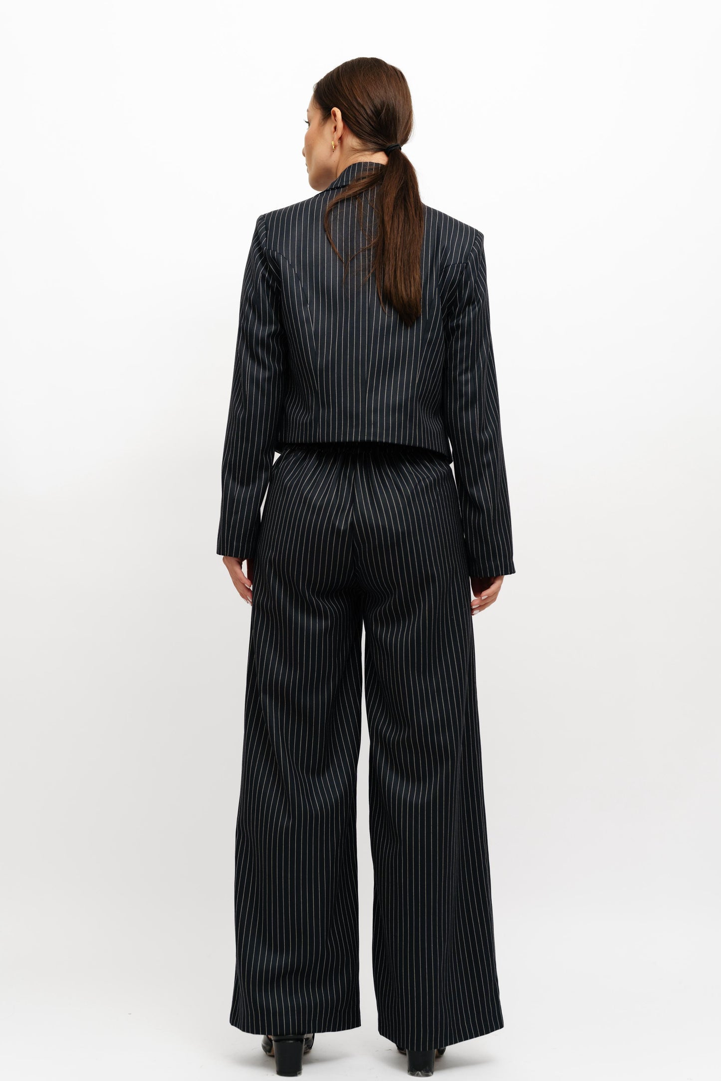 Cropped Navy Stripped Suit