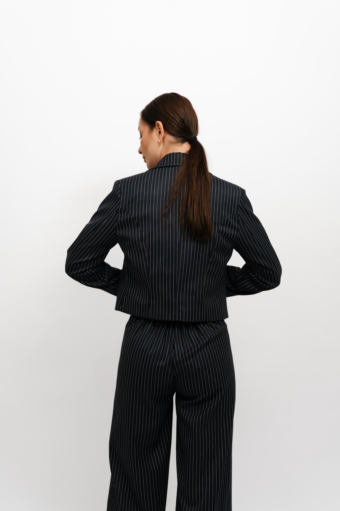 Cropped Navy Stripped Suit