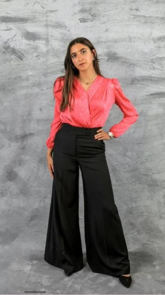 Dotted Pink Drape Blouse