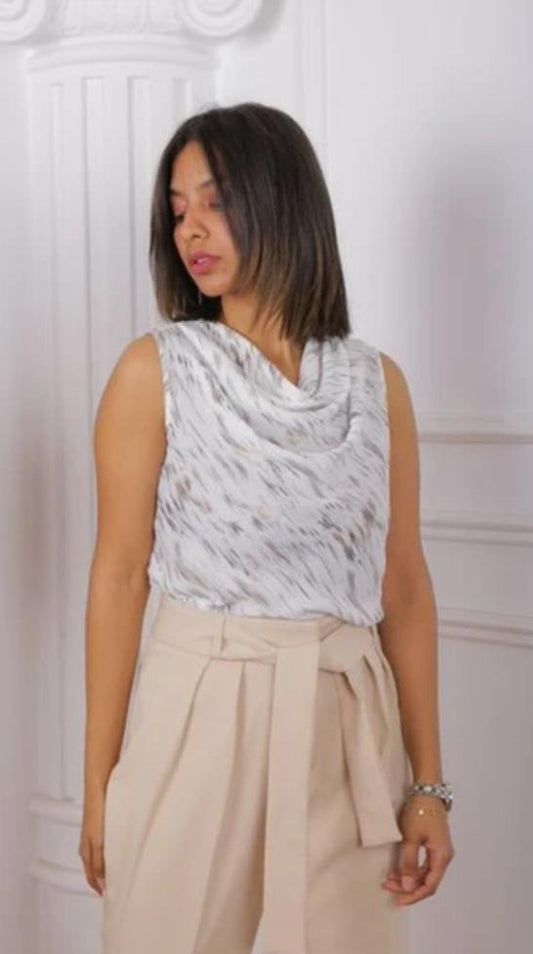 White Cut Chiffon Blouse