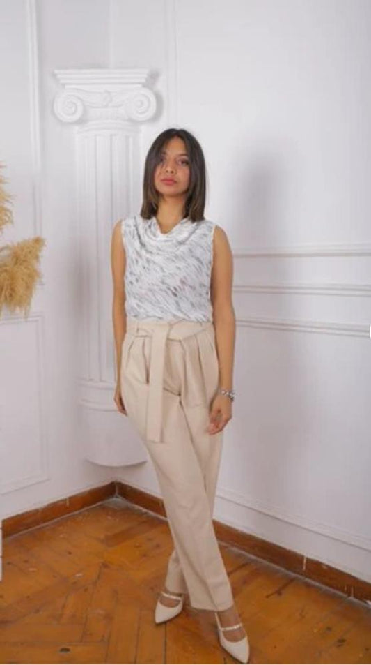 White Cut Chiffon Blouse