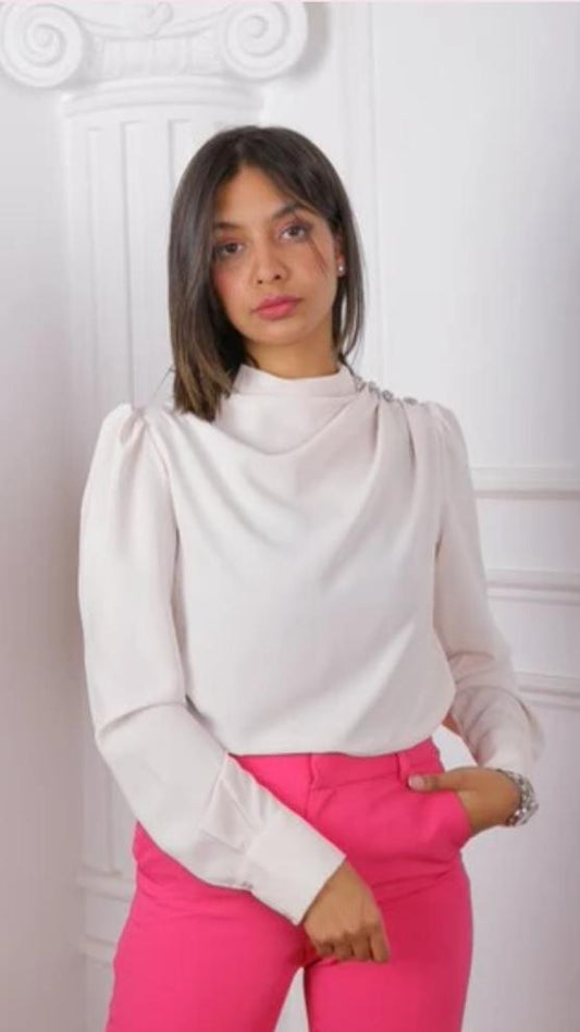 White Drape Blouse