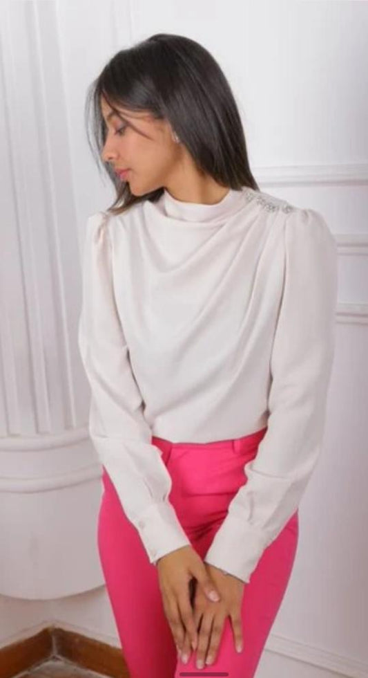 White Drape Blouse
