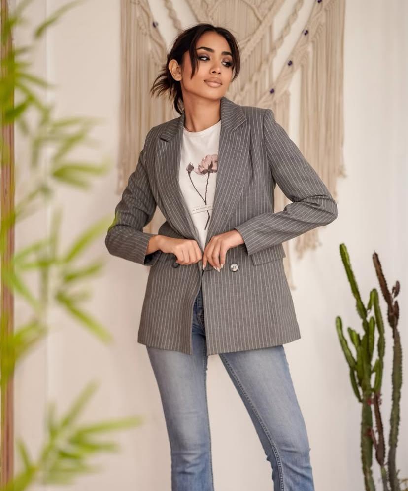 Gray Stripped Blazer