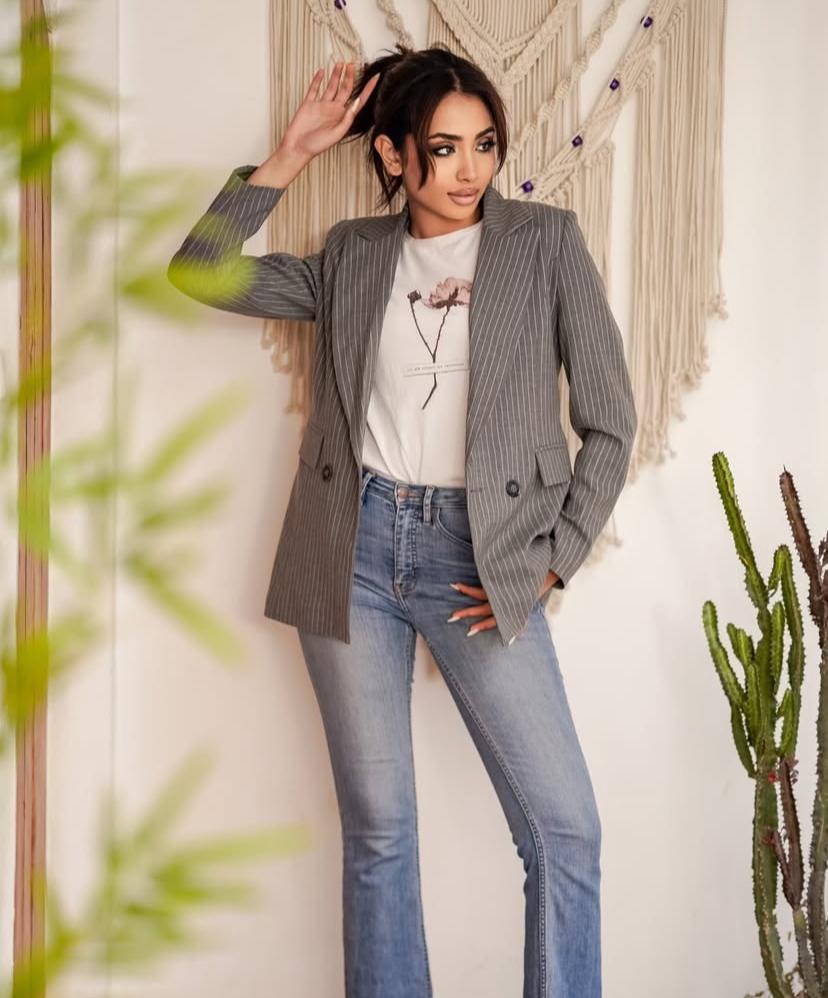 Gray Stripped Blazer