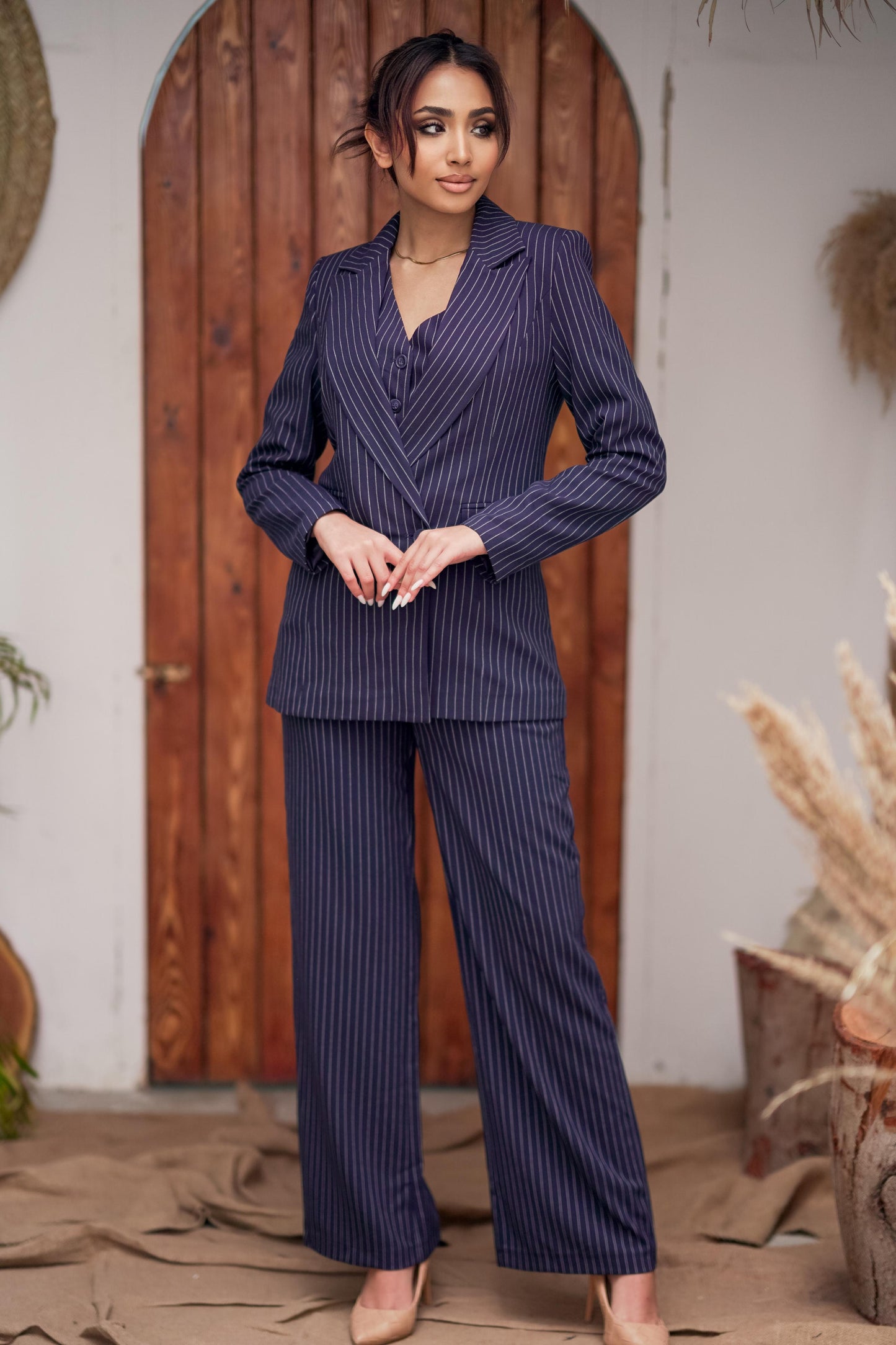 Navy Blue Stripped Pants