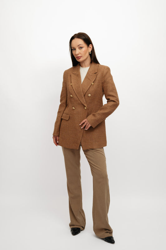 Textured caramel blazer