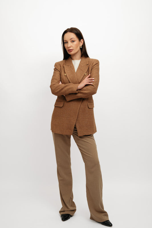 Textured caramel blazer