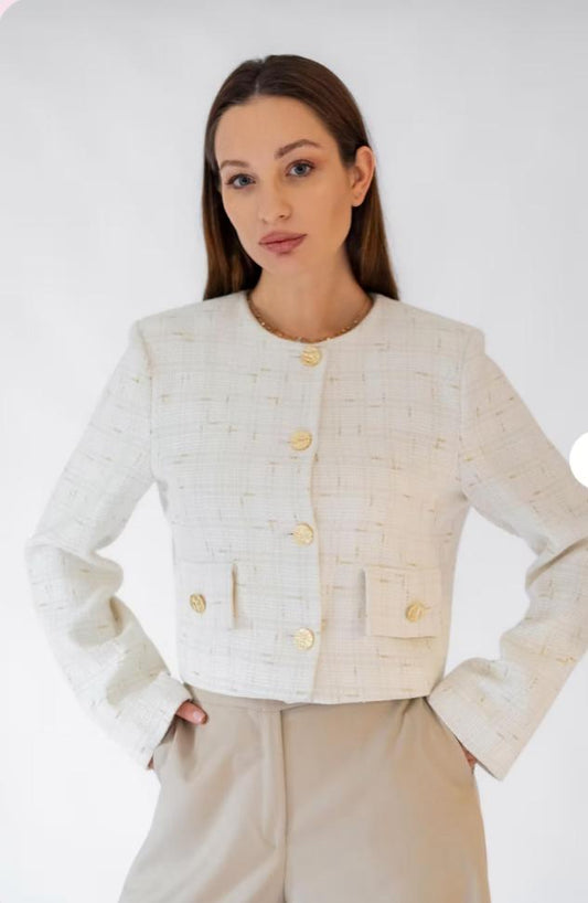 Textured White*Gold blazer
