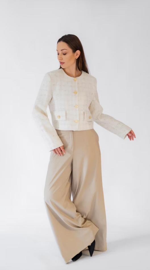 Textured White*Gold blazer