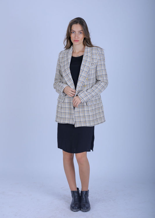 Beige Plaid Blazer