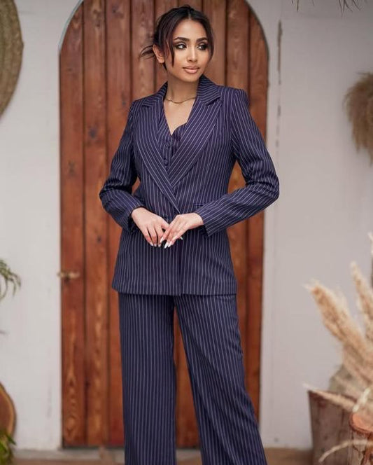 Navy Stripped Suit
