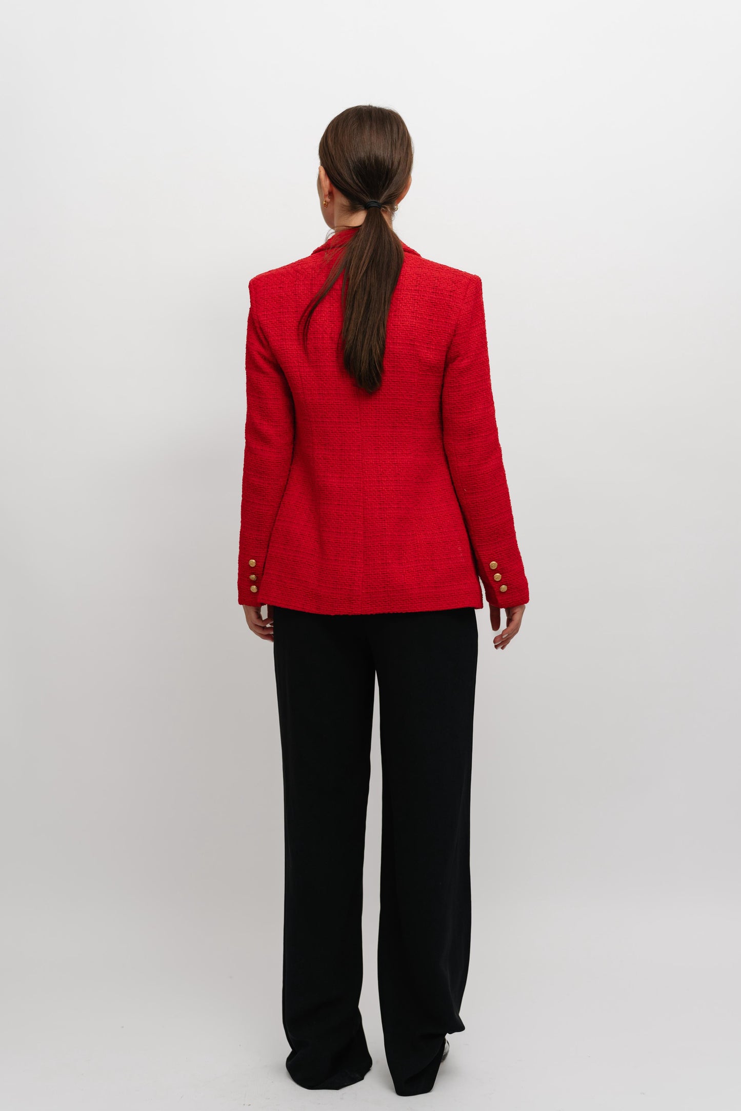 Textured long Red Blazer