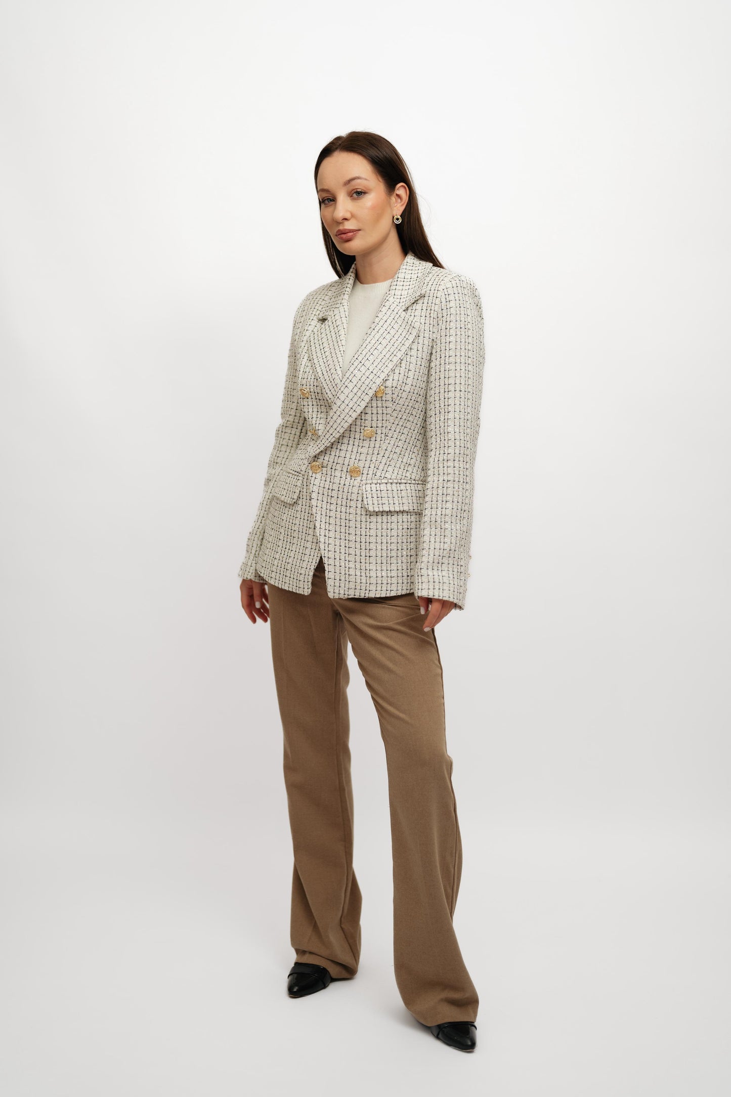 Textured White*Black Blazer